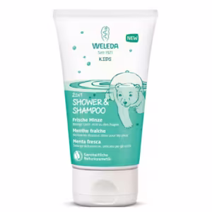 Laste šampoon-dushikreem Rohemünt Weleda 150ml - Kreemine 2in1 dušikreem õrnale nahale